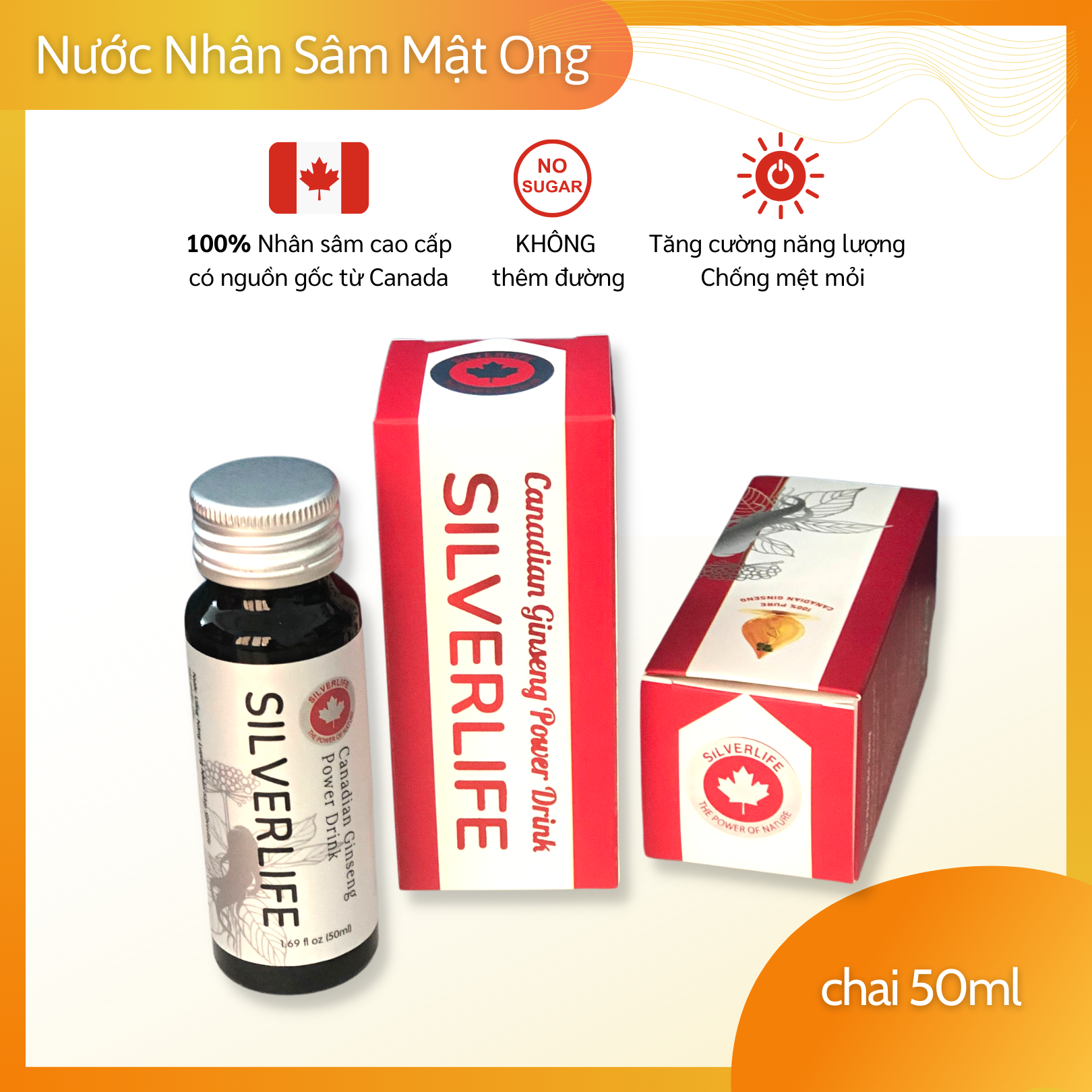 Nước uống tinh chất nhân sâm Canada Silverlife | Từ 100% nhân sâm Canada chính gốc và mật ong nguyên chất