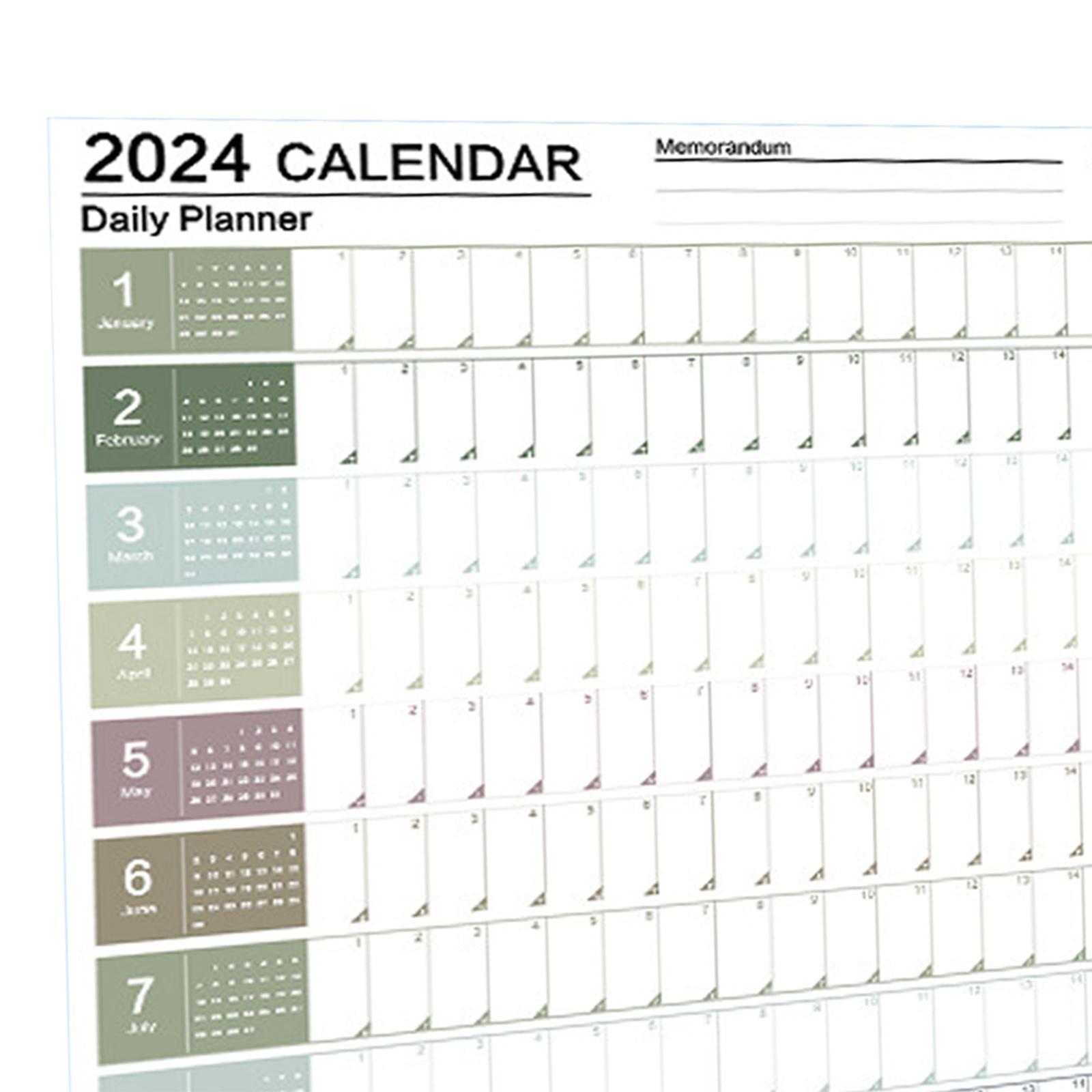 Wall Hanging Calendar Yearly Calendar Planner 2024 Memo Pad Daily Schedule Planner Sheet Foldable Annual Poster for Classroom Special Events
