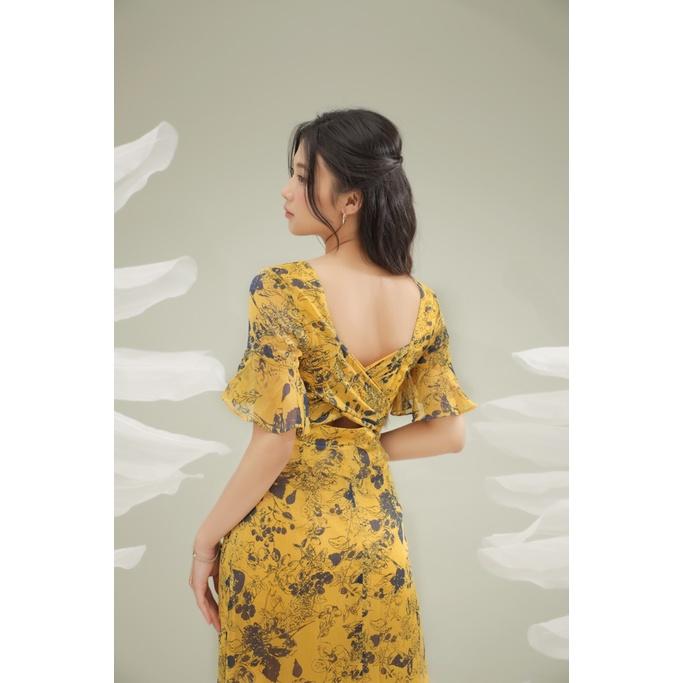 Đầm maxi buộc nơ sau lưng thắt nơ 2 kiểu chất liệu voan lụa mềm mịn, may hai lớp CLARA MARE Stylized Maxi Dress DRE4019