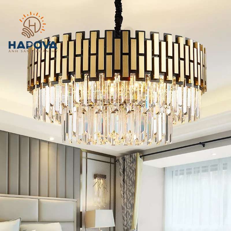 Đèn chùm pha lê cao cấp phòng khách HAPOVA KANDI MS 032 kích thước 800mm