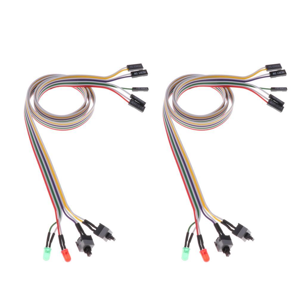 2x Power Supply Cord Replacement Reset LED Wire Kit for ATX Case Front Bezel