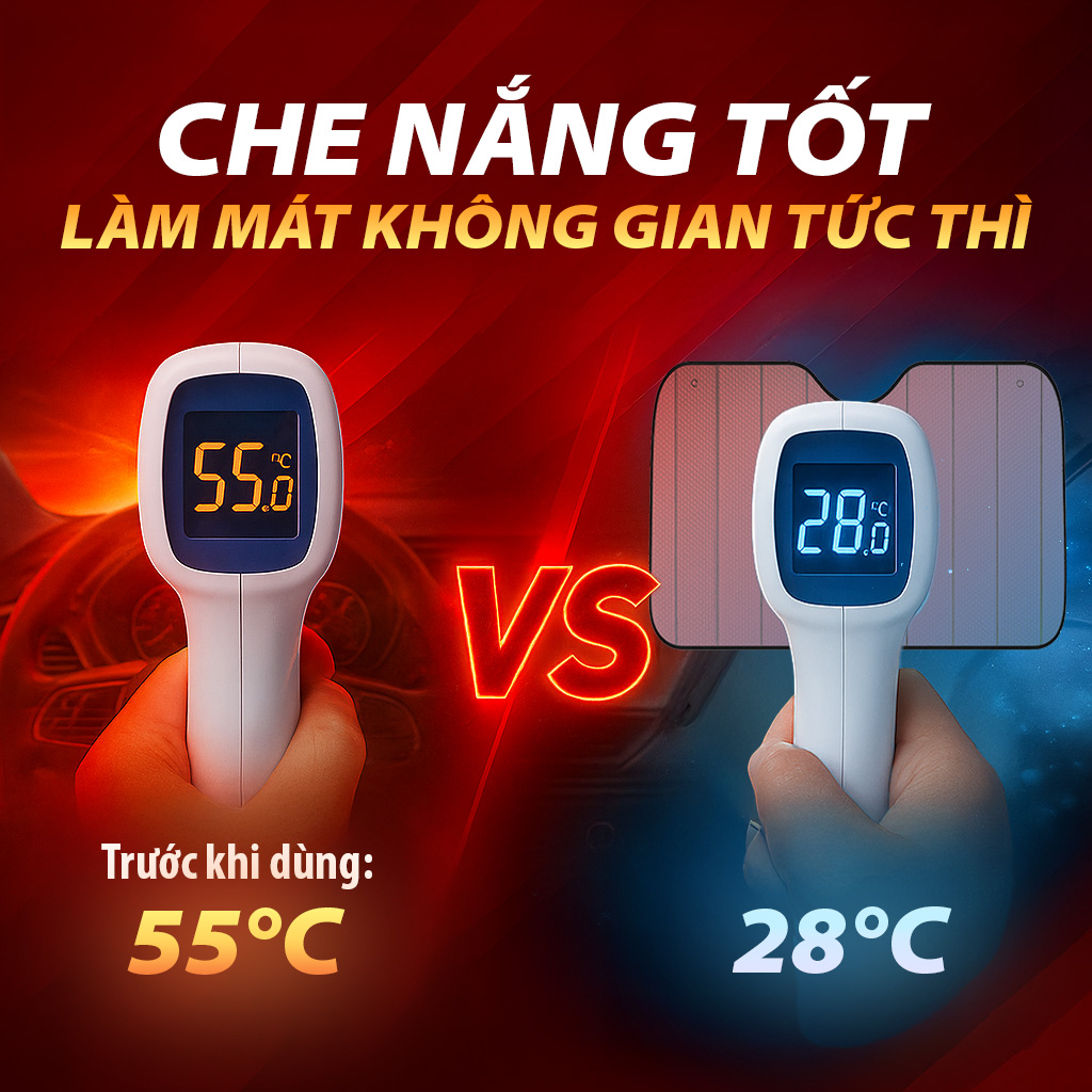 Tấm Che Nắng Ô Tô Xốp Cách Nhiệt Loại Ngắn Gấp Gọn Màu Lá Phủ Bạc Cho Kính Lái Và Kính Sau CIND CD-F002 (60x130cm) - Nhập Khẩu Chính Hãng