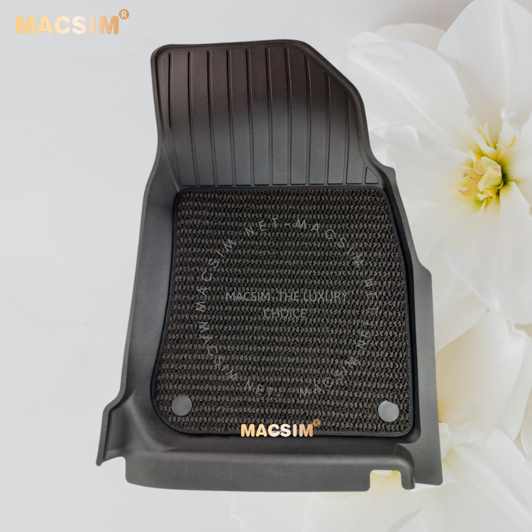Thảm lót sàn 2 lớp xe ô tô Porsche New Cayenne 2017- đến nay Nhãn hiệu Macsim 3W chất liệu nhựa TPE đúc khuôn cao cấp - màu đen