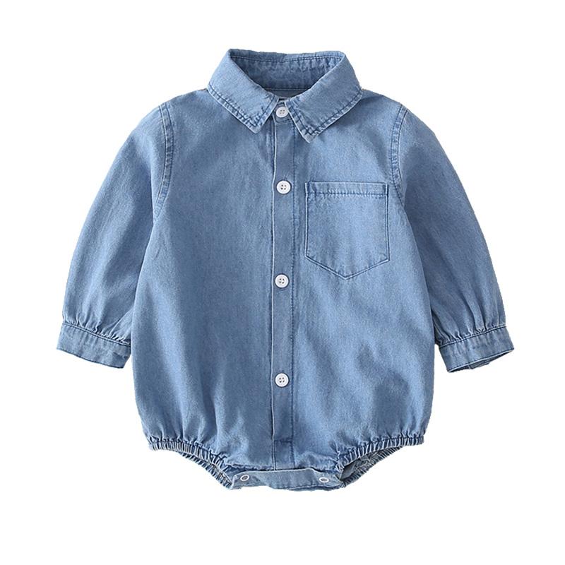 Dễ Thương Denim Bé Gái Bodysuits Bé Sơ Sinh Quần Áo Cho Bé Gái Sơ Sinh Mùa Thu Cơ Thể Phù Hợp Cho Bé Từ 0-24M Jumpsuit