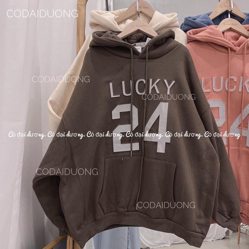 áo nỉ hoodie số 24 - 3(be đậm),freesize dưới 65kg