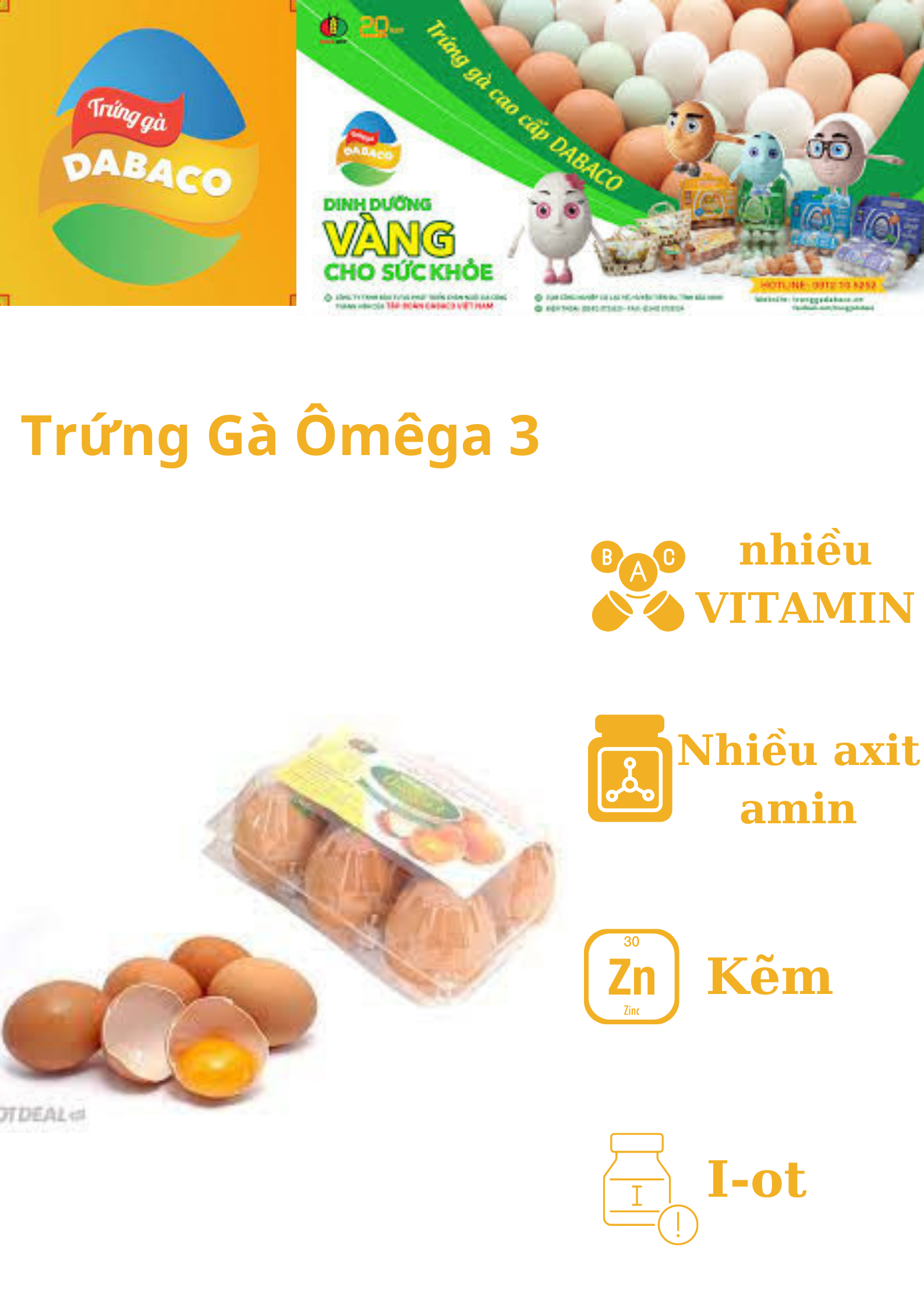 Trứng Gà Omega 3 DaBaCo - Hộp 6 Quả