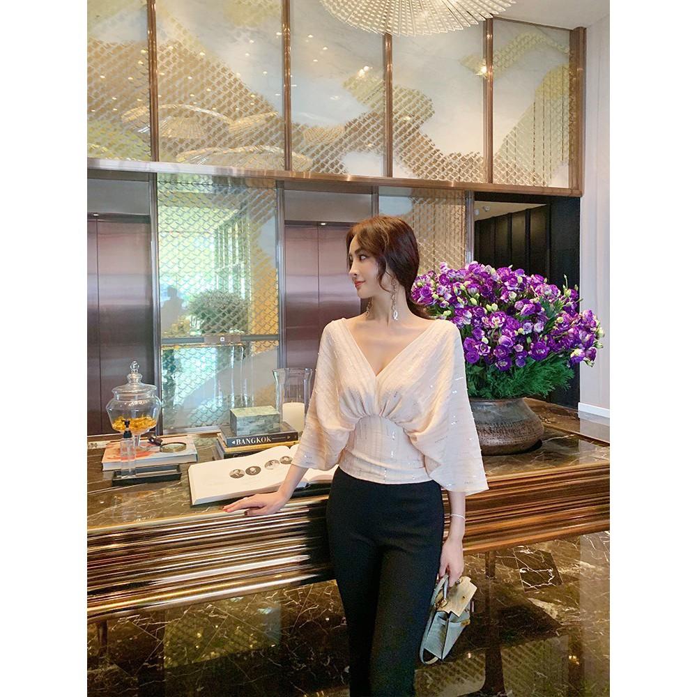 Áo sơ mi cánh dơi , cổ V khóa sau lưng BY AUGUST DESIGN
