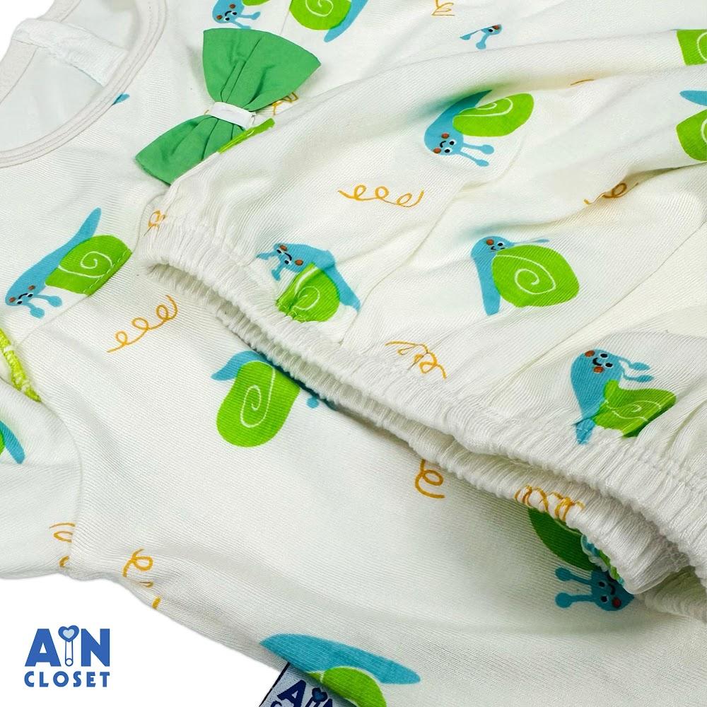 Bộ quần áo Dài bé gái họa tiết Ốc Sên Xanh Thun cotton - AICDBGSWLXIU - AIN Closet
