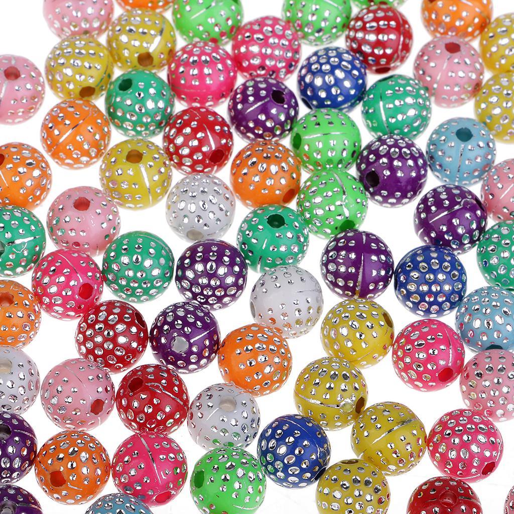 200Pcs Resin Rhinestone Beads Jewelry Findings Spacer Beads 8mm Colorful