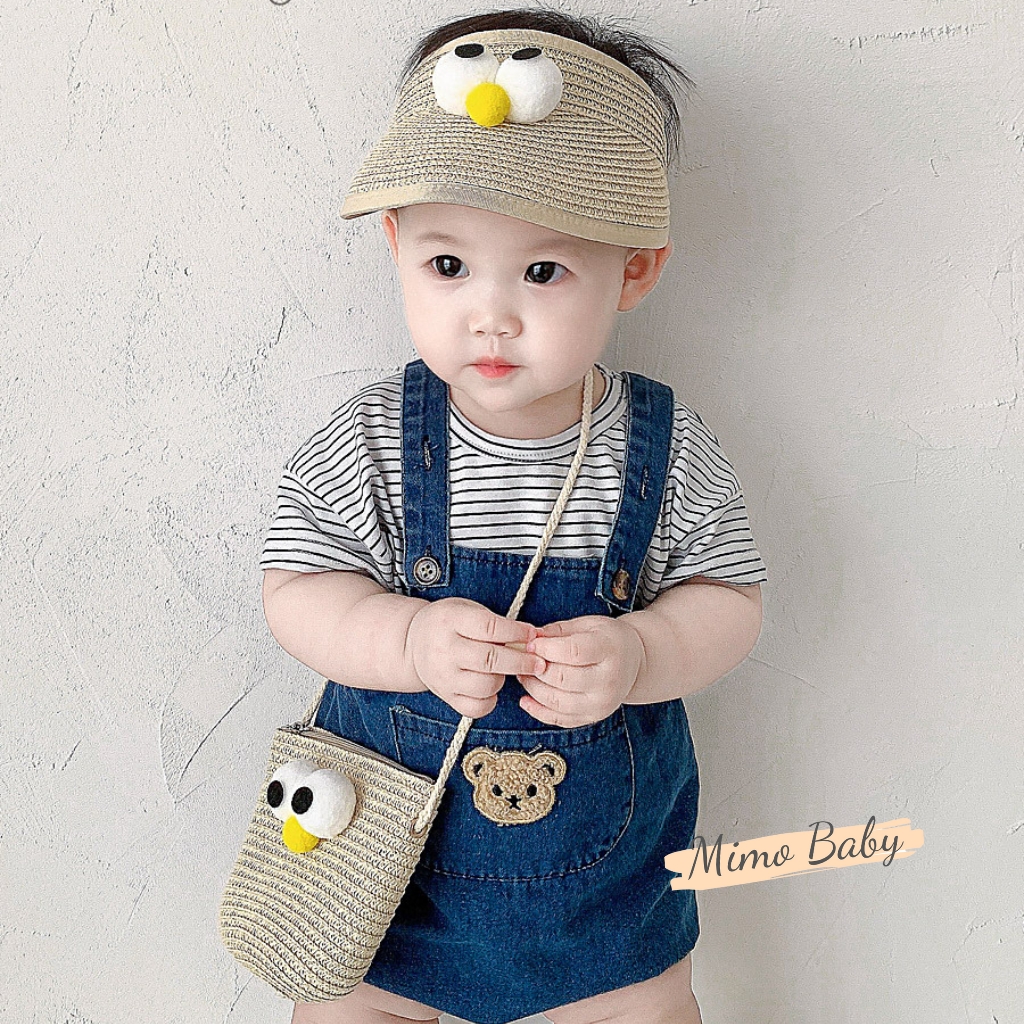 Túi cói đeo chéo họa tiết mắt chim dễ thương cho bé gái TC08 Mimo Baby