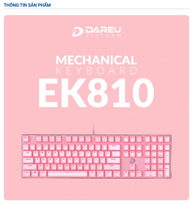 Phím cơ DAREU EK810 Queen Pink – 108 Keys_ HÀNG CHÍNH HÃNG