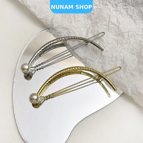 Kẹp tóc hình bán nguyệt phối ngọc nữ tính sang chảnh Nunam shop
