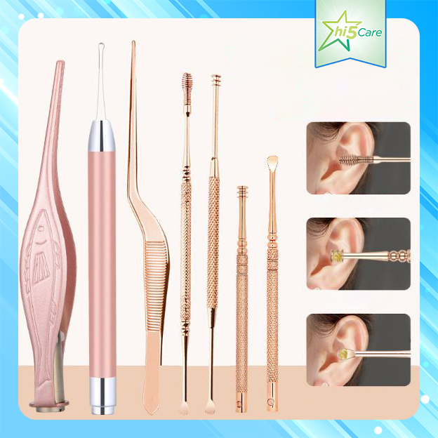 Bộ lấy ráy tai, dụng cụ lấy ráy tai 7 món có đèn soi bên trong tai