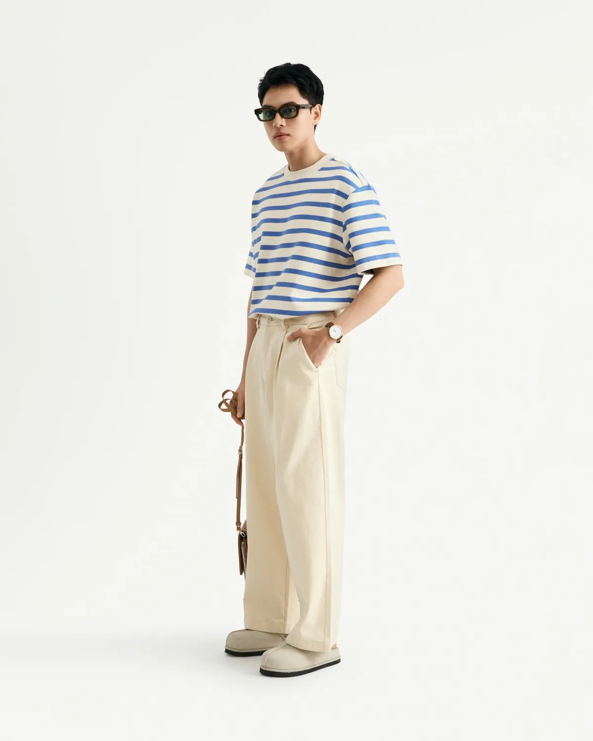 Quần dài khaki nam nhấn ly form Wide leg - RT 10S25PCA006 | ROUTINE CÀ MAU