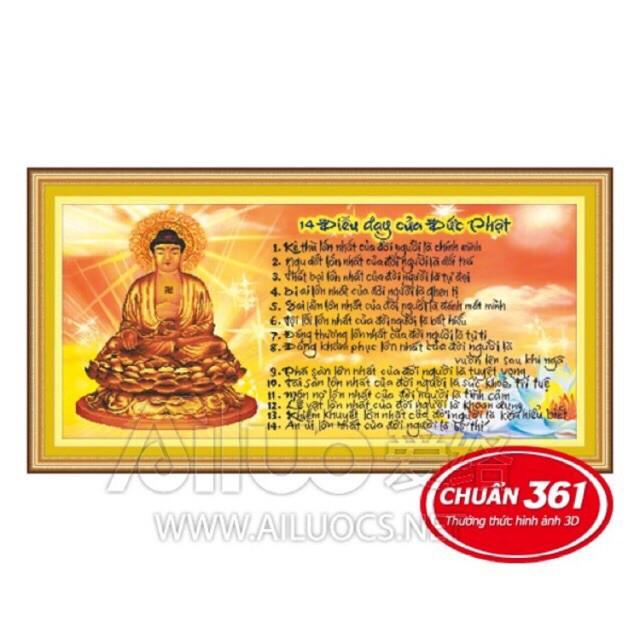 Tranh thêu 14 điều Phật dạy 53222 - kích thước: 120 * 55cm.