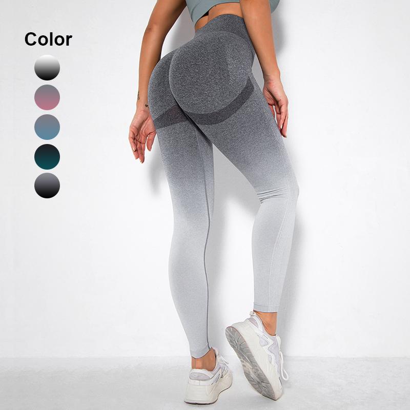 Quần Legging Nữ Gradient Liền Mạch Tập Yoga Quần Cao Cấp Thể Thao Legging Gym Scrunch Mông Tập Chạy Bộ Quần Áo Thể Thao