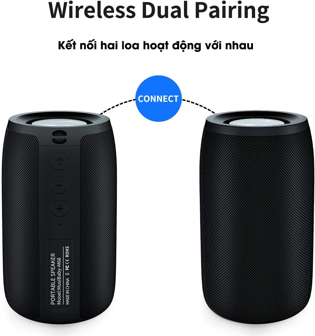 Loa Bluetooth Horizen, di động kháng nước, Bluetooth 5.0, âm trầm sâu, thời gian hoạt động lên tới 1500 phút