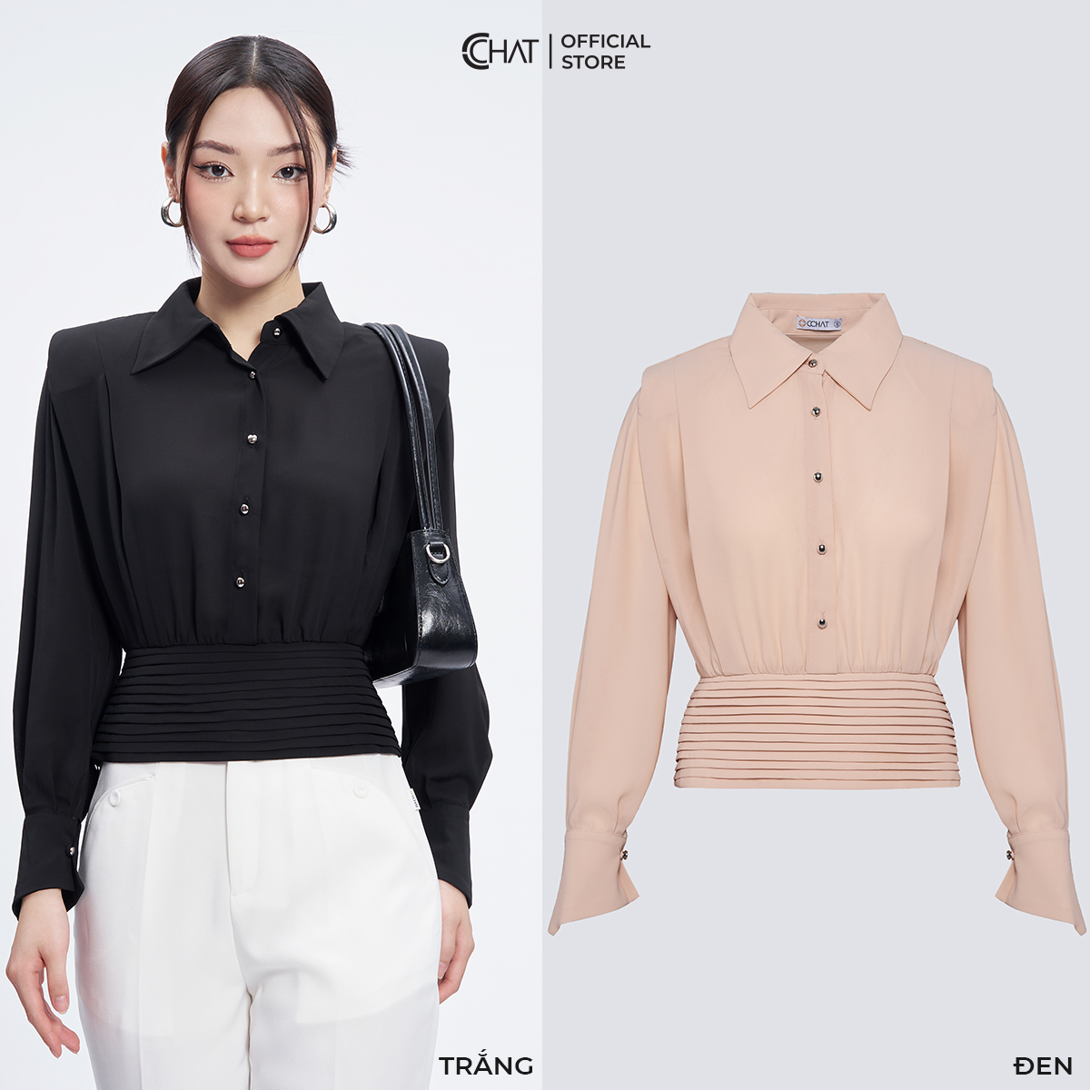 Áo Kiểu Nữ  Dáng Croptop Cạp Dập Ly Chất Chiffon Cao Cấp Mềm Mịn 53ADH2006GT