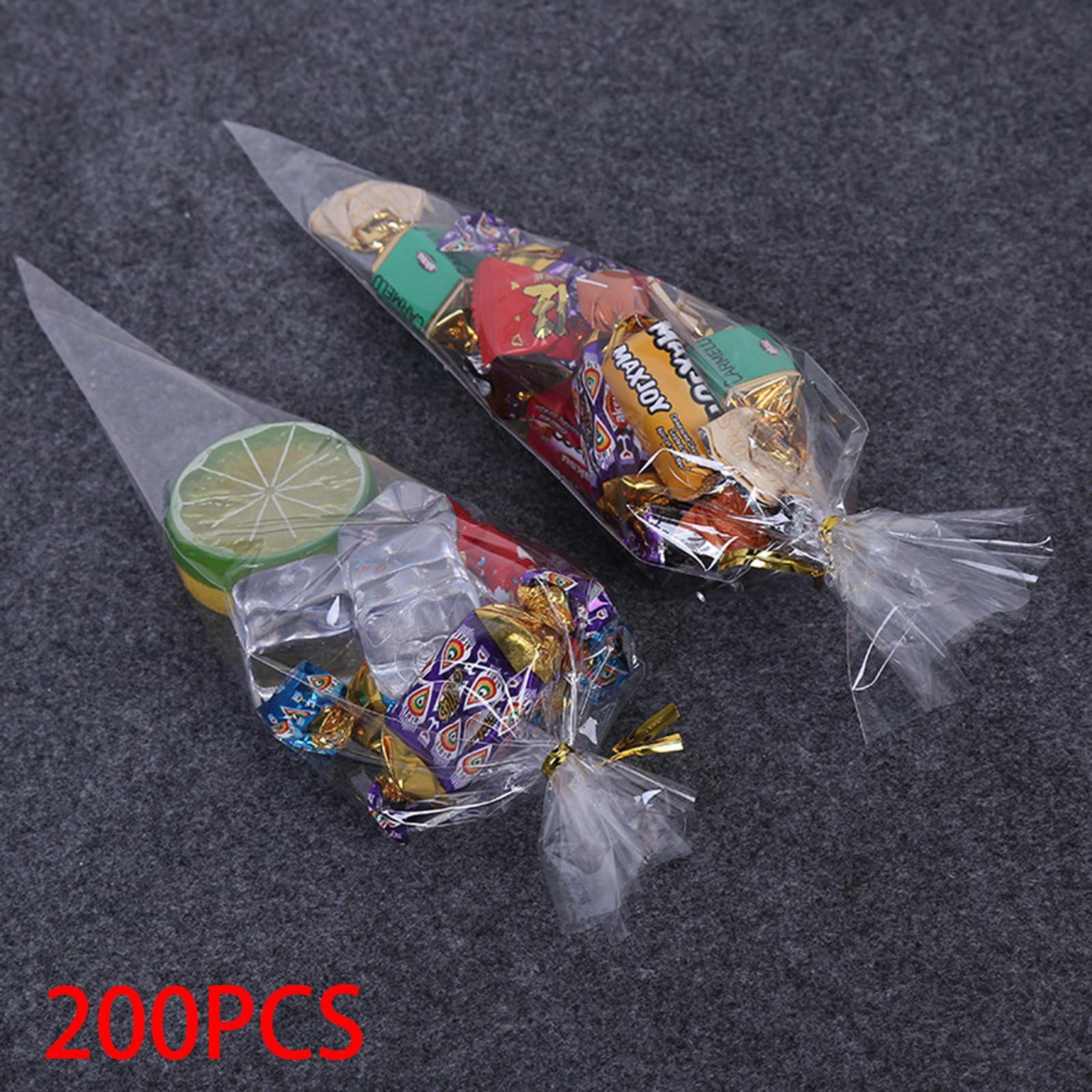 200 Pieces Cone Shaped Bags Cello Treat Bags Bag for Party Favour
