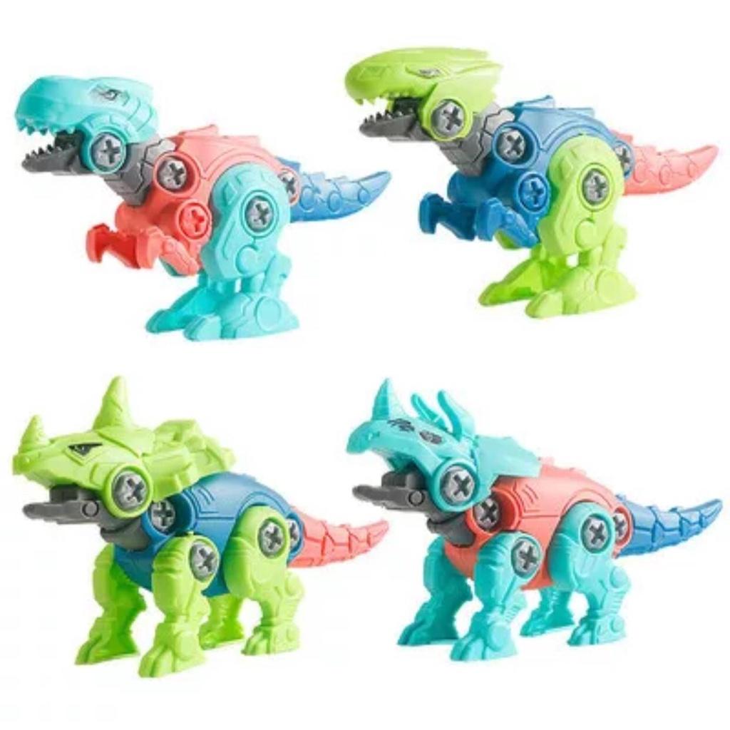 Set 4 con khủng long lắp ráp kèm tua vít, đồ chơi phát triển tư duy sáng tạo cho bé