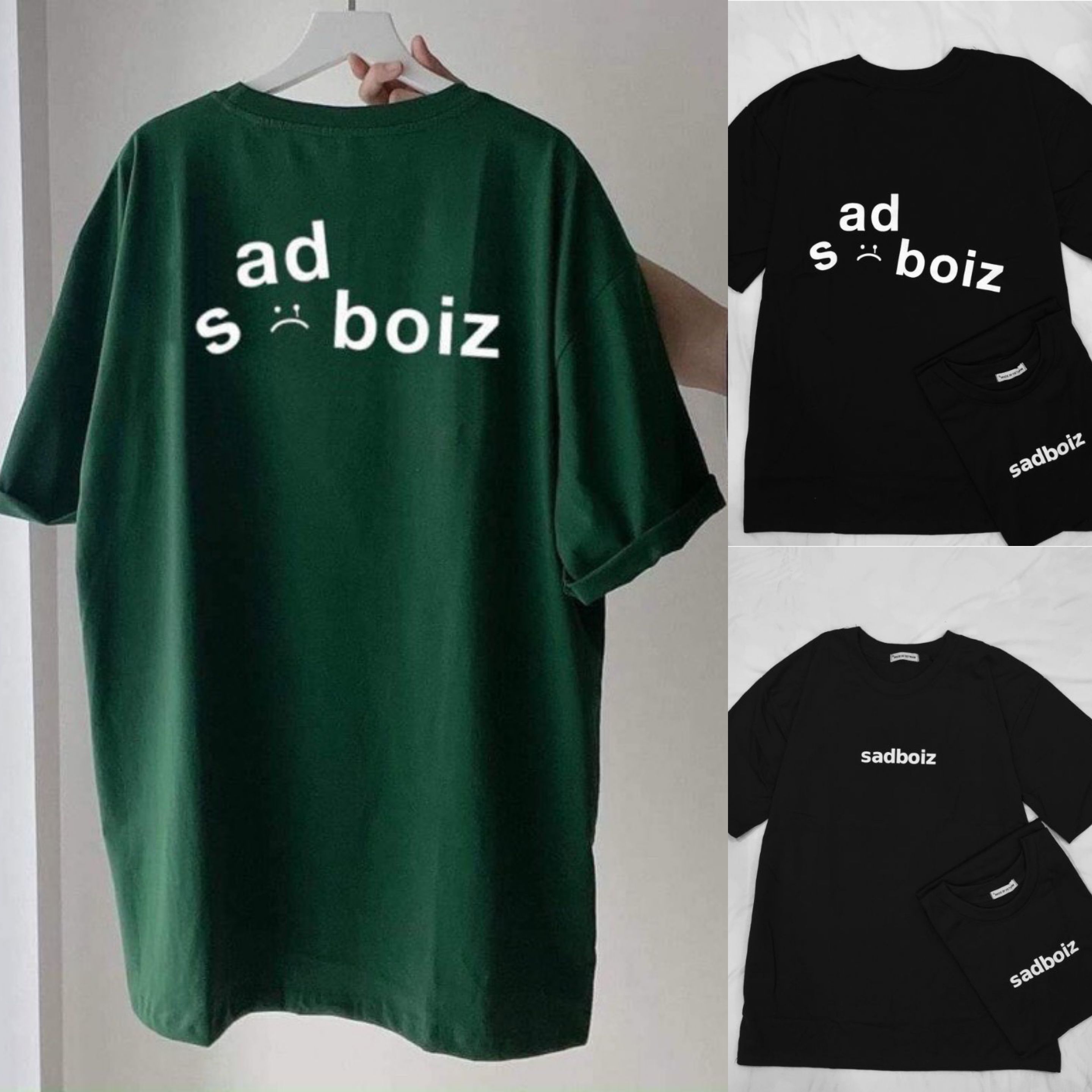 Áo thun unisex tay lỡ Áo phông nam nữ cổ bo tròn form rộng Áo thun sadboiz mặt buồn