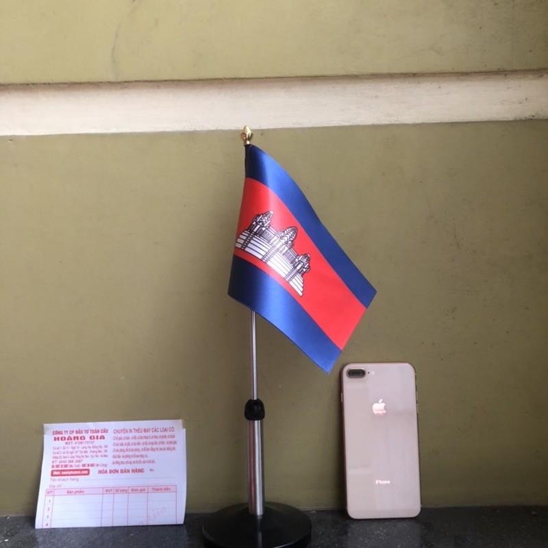 Cờ để bàn inox đen đơn Quốc kỳ Campuchia