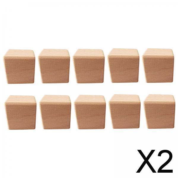 2x10x Unfinished Wooden Blocks Squares Embellishment DIY Craft Modelling 4CM