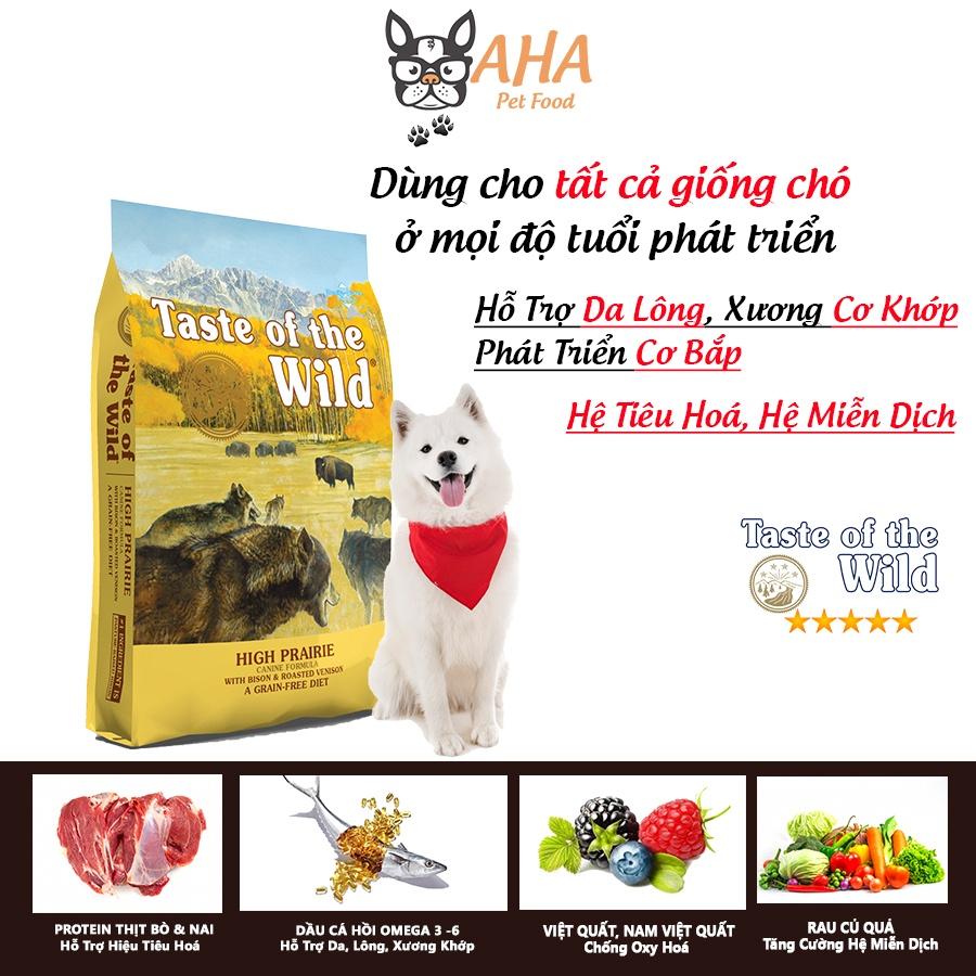 Thức Ăn Cho Chó Samoyed Taste Of The Wild Bao 500g Mượt Lông - High Praire Bò Rừng, Nai Nướng, Trái Cây Rau Củ Quả