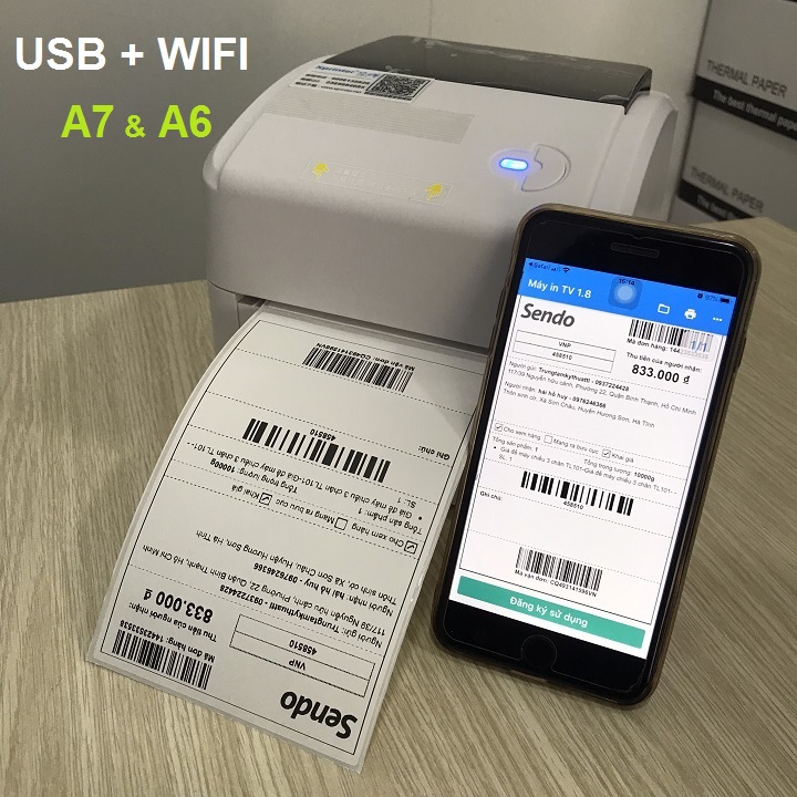 Máy in WIFI in khổ A7 &amp; A6 đơn hàng TMĐT, tem vận chuyển XP-420BW ( USB + WIFI) in từ điện thoại iphone Adroid và máy tính - Hàng chính hãng