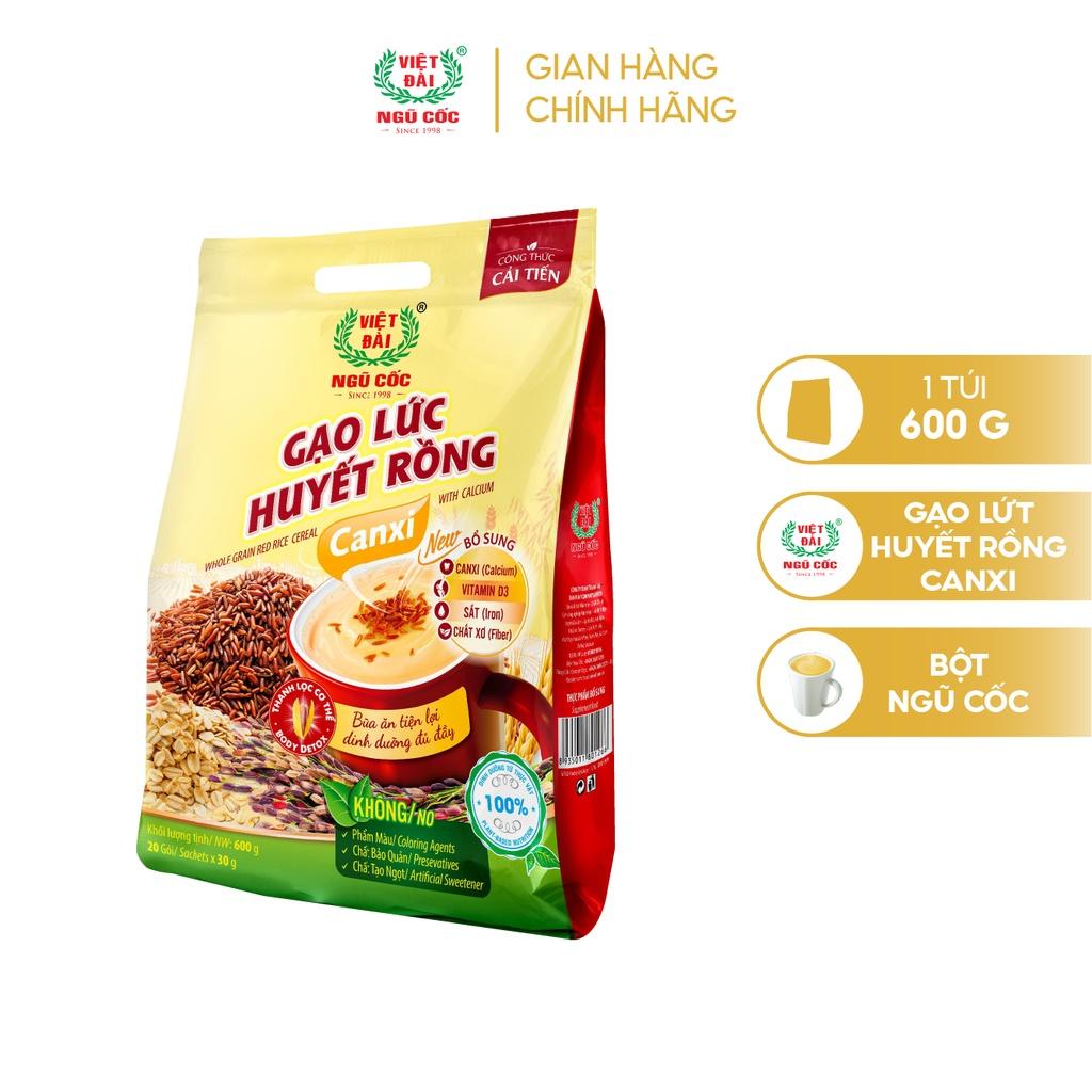 Bột Ngũ Cốc Gạo Lứt Canxi VIỆT ĐÀI Thơm Ngon Bổ Sung Canxi Giúp Xương Chắc Khỏe Túi 600g