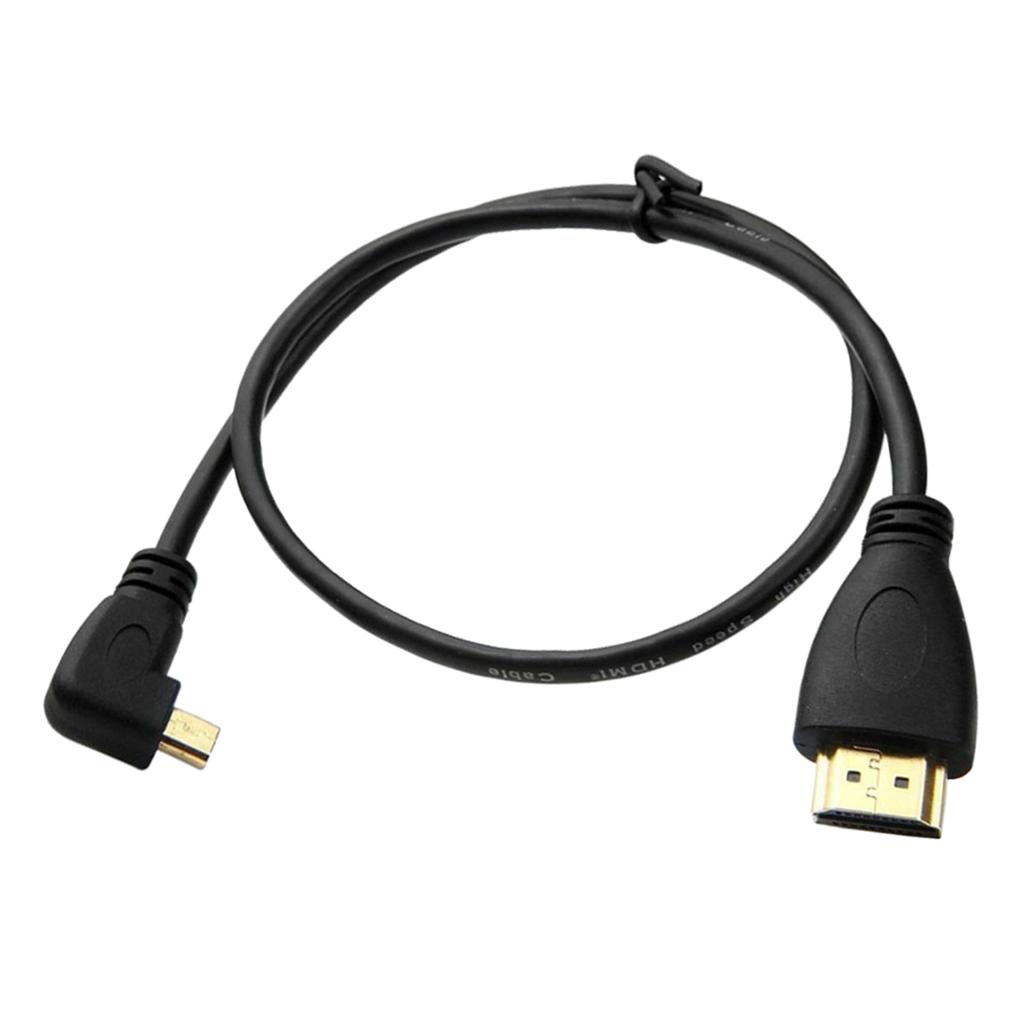 90 Degree Left Angle Micro HDMI Male to HDMI Male Data Cable Extension Cord