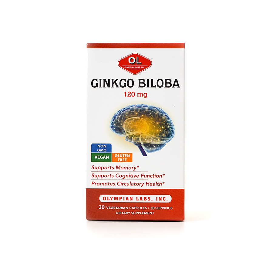 Viên Uống Bổ Não Olympian Labs Ginkgo Biloba 120 mg Tăng Trí Nhớ Hiệu Quả 30 Viên