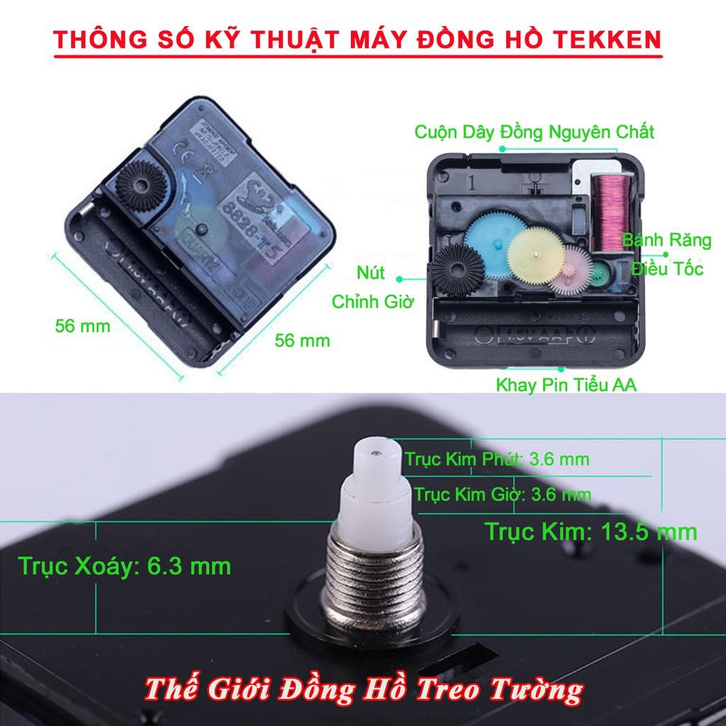 Máy Đồng Hồ Treo Tường Cao Cấp TEKKEN Kim Nhảy - Bộ Kim HOA VĂN hoặc KIM ĐẠI - Pin Tiểu AA Vỏ Nhôm - Bảo Hành 1 Năm