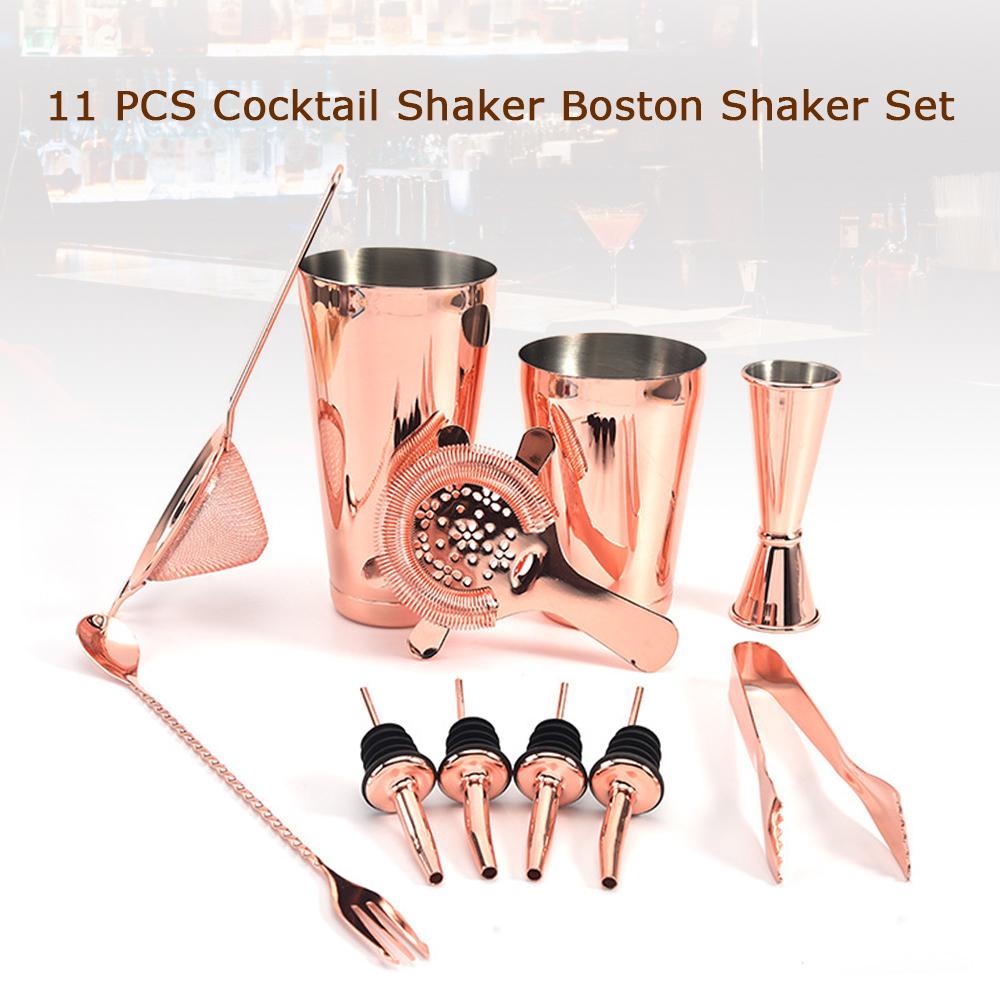 Bộ dụng cụ pha chế cocktail 11 chi tiết bằng thép không gỉ