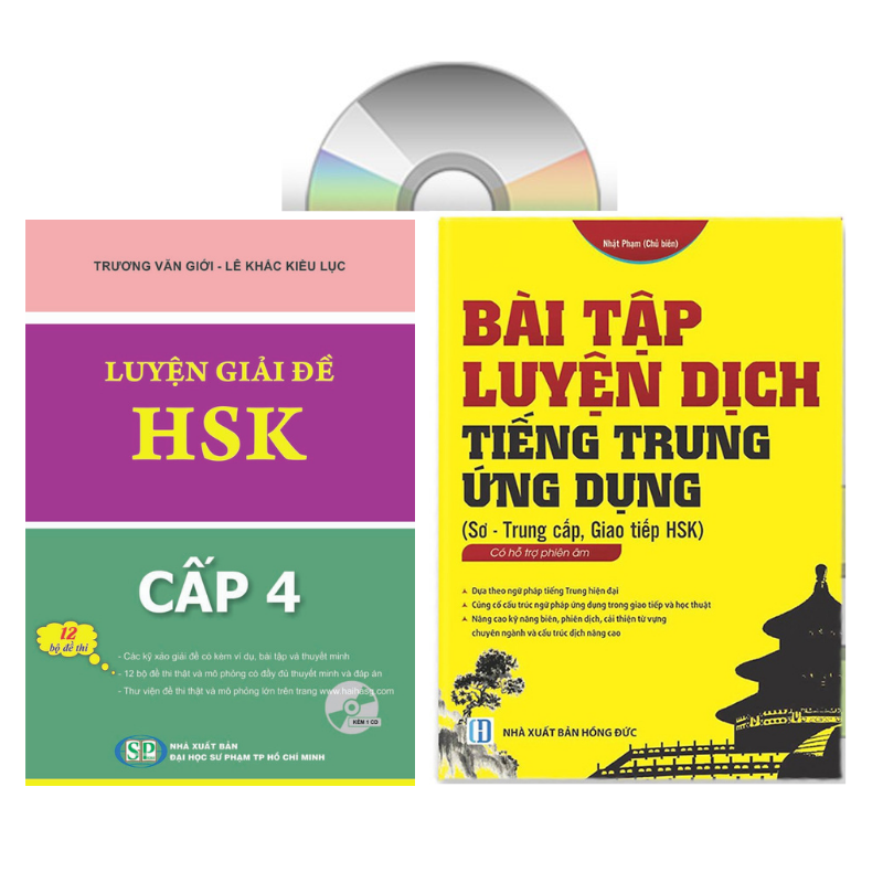 Combo 2 sách Luyện giải đề thi HSK cấp 4 có mp3 nge +Bài tập luyện dịch tiếng Trung ứng dụng +DVD tài liệu