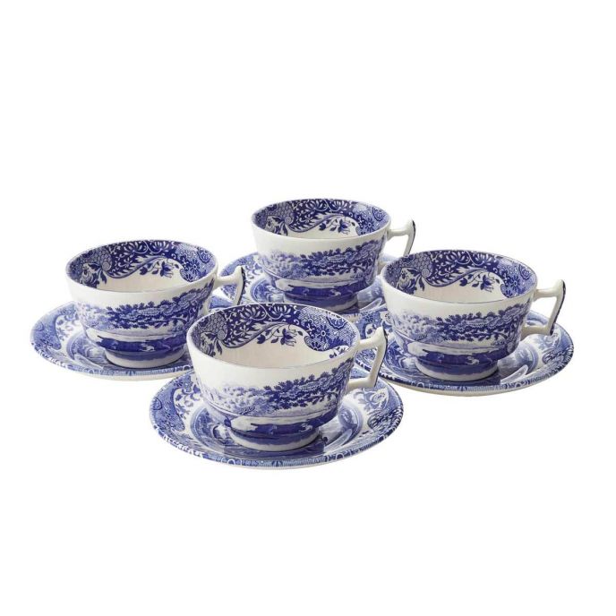 Bộ chén trà màu xanh phong cách vintage nhập khẩu Anh Quốc PM SPODE BLUE ITALIAN BLI1130