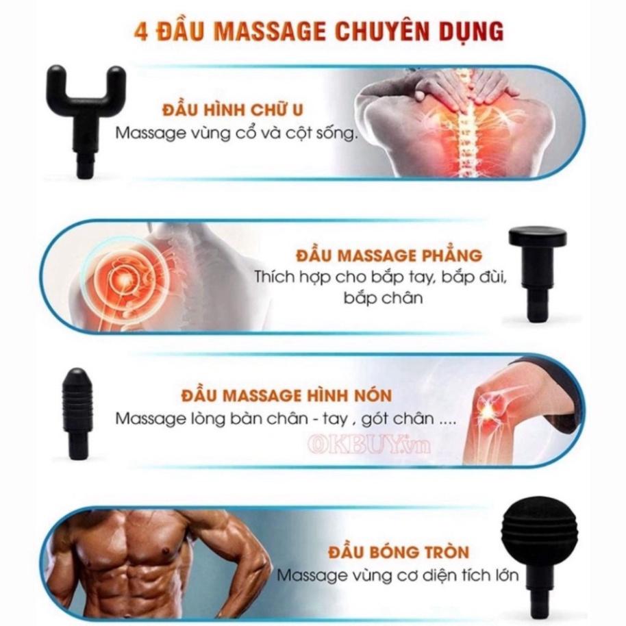 Máy Massage Toàn Thân Cầm Tay - Súng Massage Toàn Thân 4 Đầu 6 Chế Độ