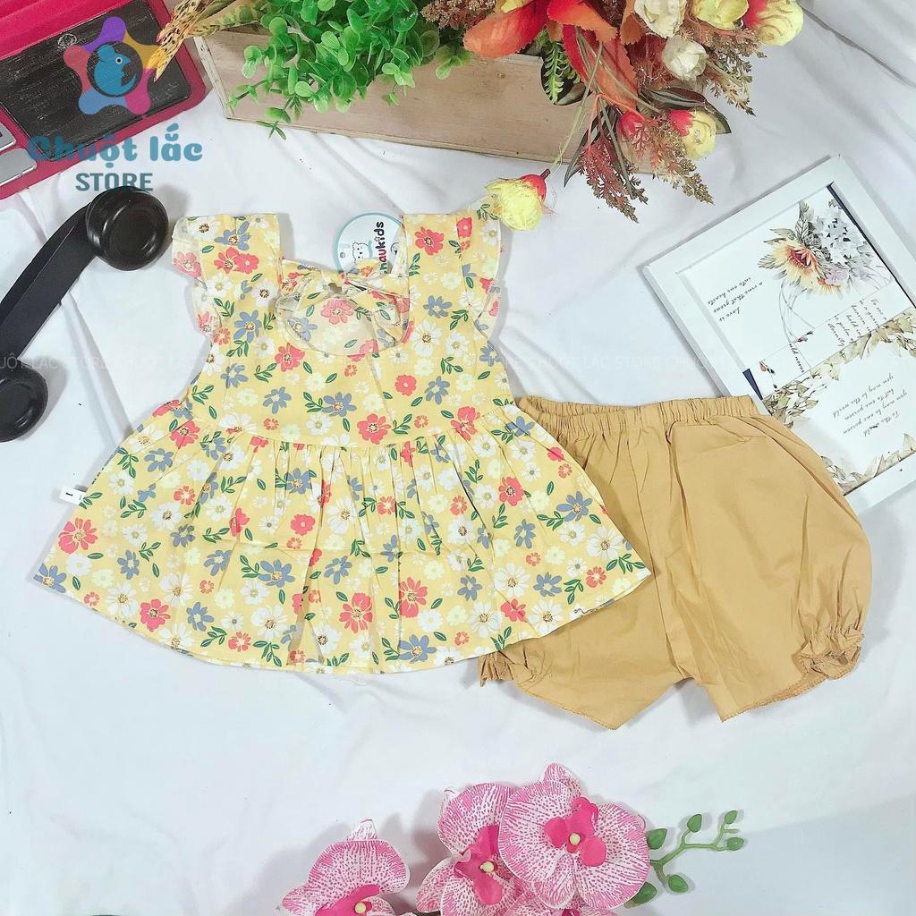 Bộ Quần Áo Bé Gái Babydoll Hoa Nhí 7kg Đến 18kg Màu Hồng, Vàng, Tím