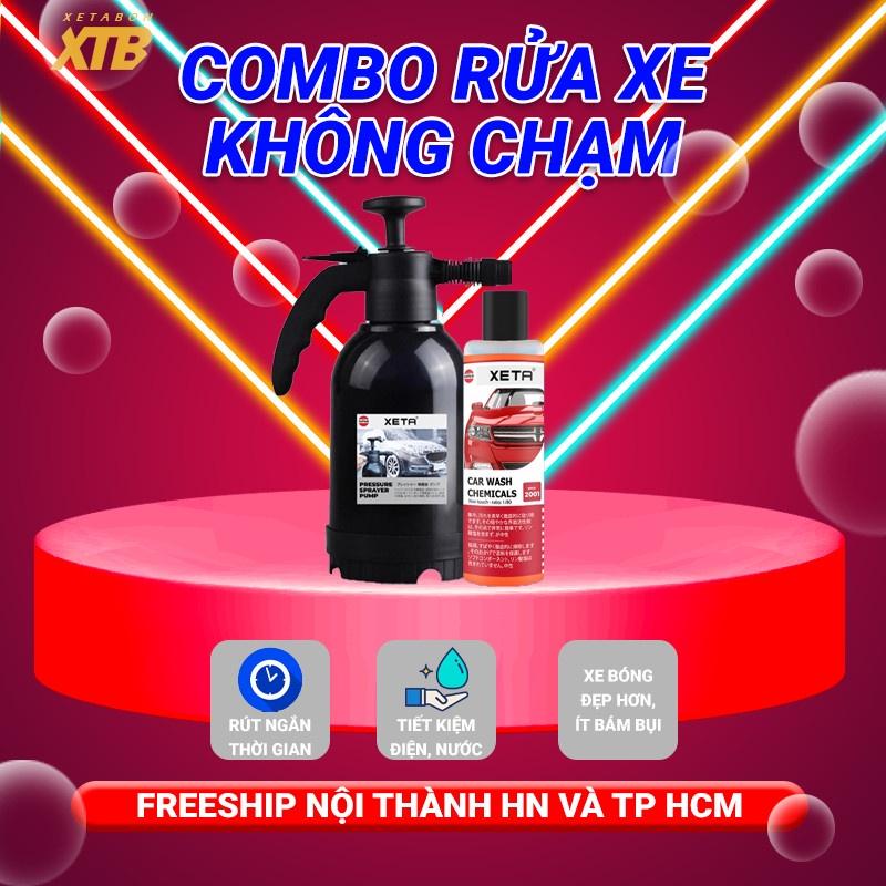 Dung dịch rửa xe không chạm dung tích 200ml kèm bình phun tuyết cầm tay Xeta đánh bay mọi vết bẩn trên xe ô tô