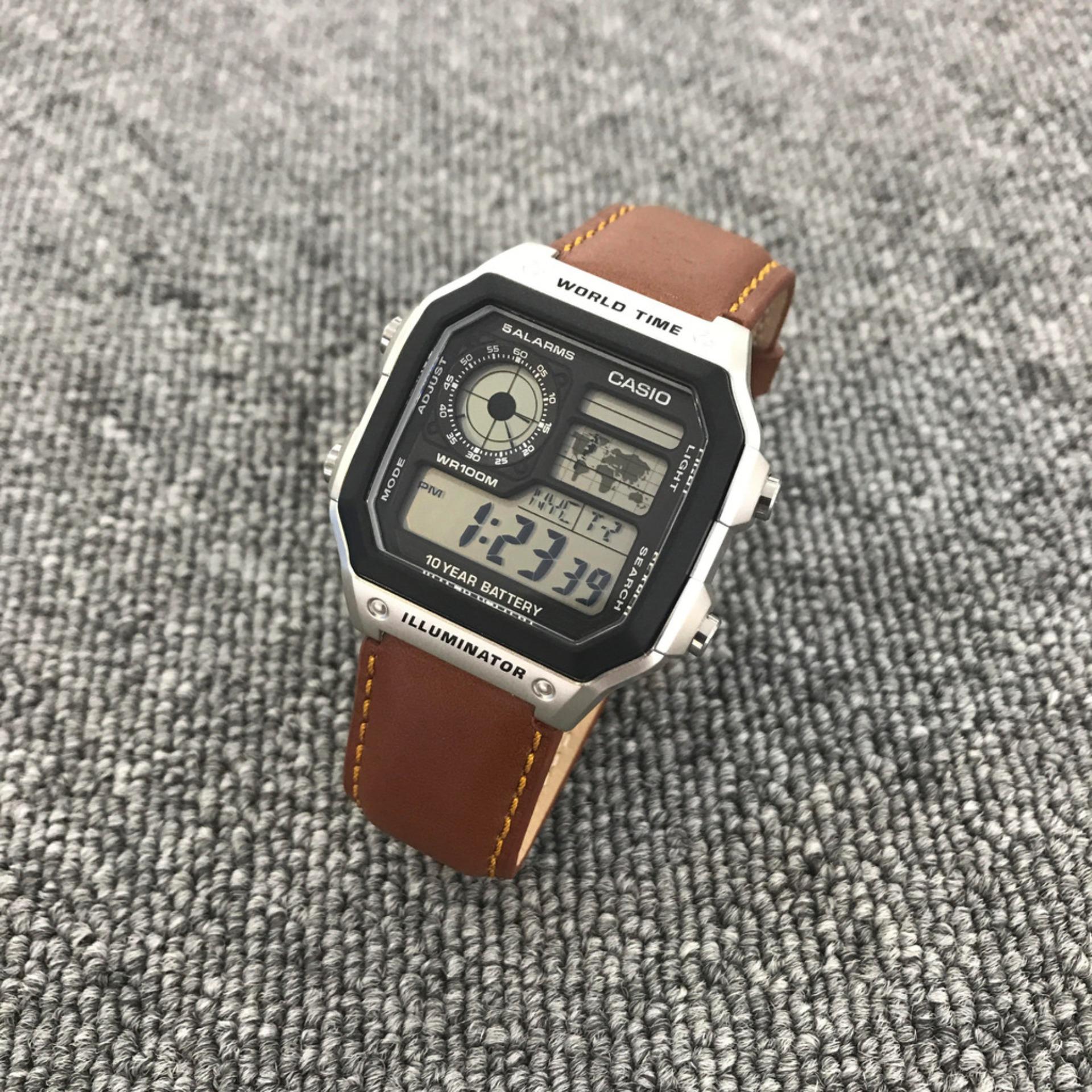 Đồng hồ nam Casio AE-1200WHD-1AVDF tặng kèm dây da bò