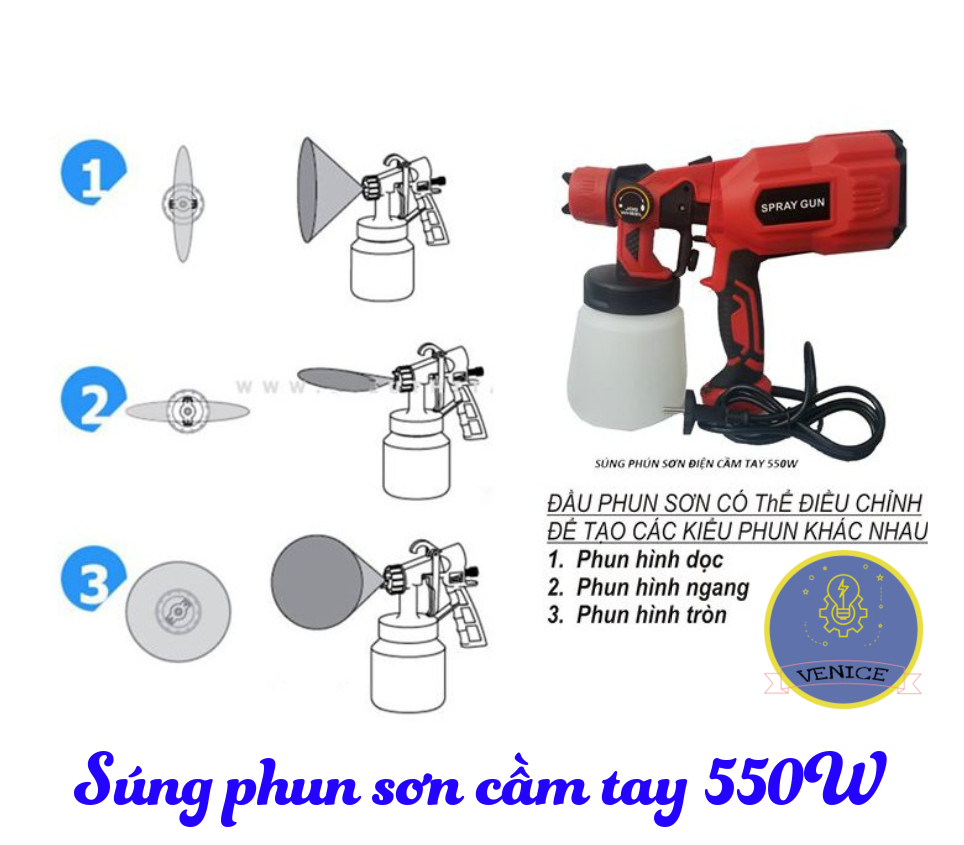 Máy phun sơn cầm tay - Dùng điện 220V - Công suất 550W