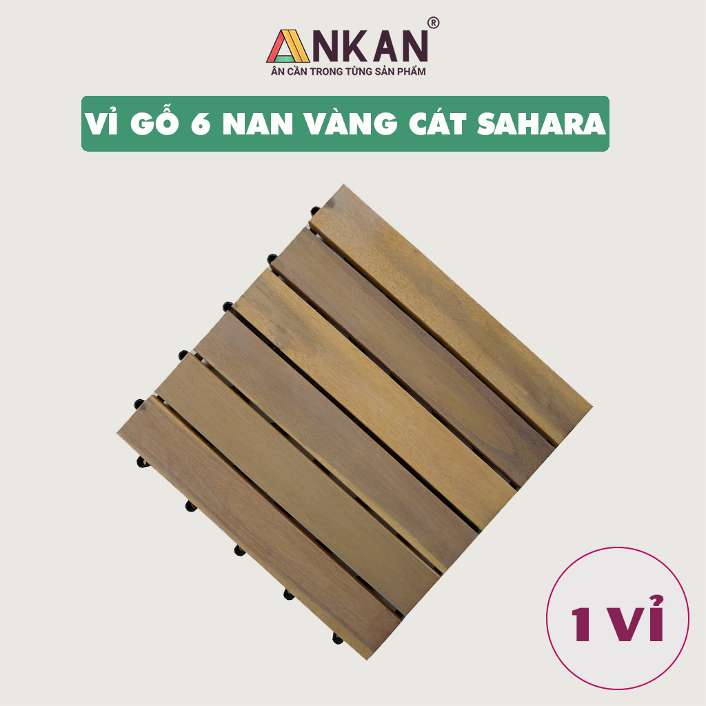 Ván Sàn Gỗ Vỉ Nhựa Thiết Kế Mới Năm 2024 Màu Vàng Cát Dùng Để Lót Ban Công Sân Thượng Quán Cà Phê Tạo Không Gian Sạch Sẽ Và Sang Trọng Thương Hiệu ANKAN