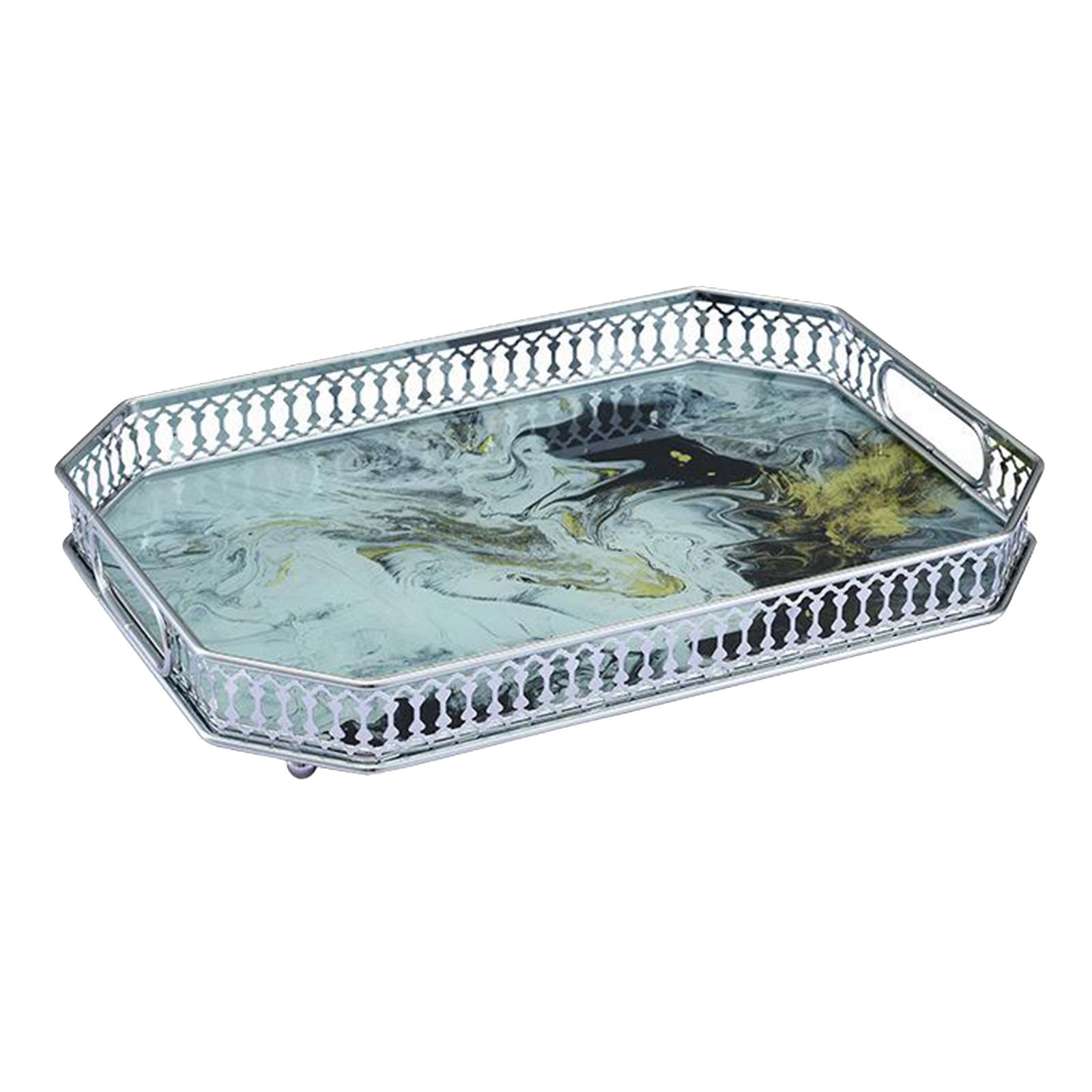 Mirrored Crystal Vanity Makeup Tray Ornate Jewelry Trinket Tray Organizer Cosmetic Perfume Bottle Tray Decorative Tray Home Decor