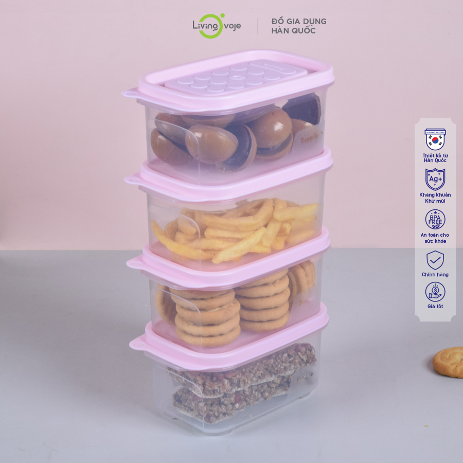 Set 4 hộp thực phẩm cao cấp - BPA Free - Seal-able LivingOvoje - Baby Set Size S - Set ăn dặm cho bé nhựa an toàn, bảo quản tủ lạnh