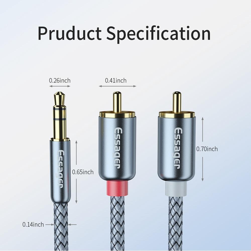 Cáp Chia Cổng Âm Thanh Essager RCA sang jack RCA 3.5mm