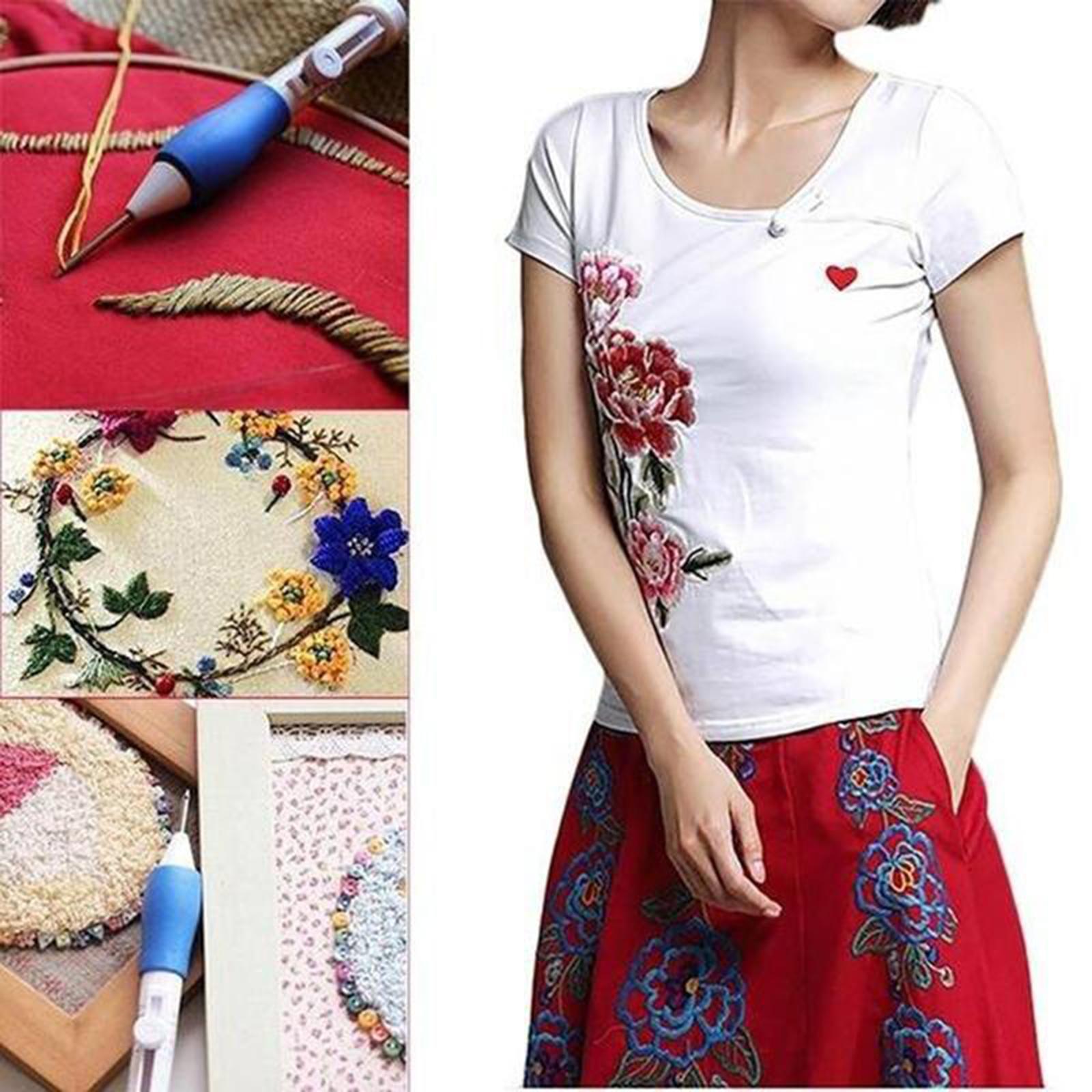 Punch Needle Embroidery Kit Punch Needle Tool, Embroidery Pen, Punch Needle Threaders, for Adults Beginner