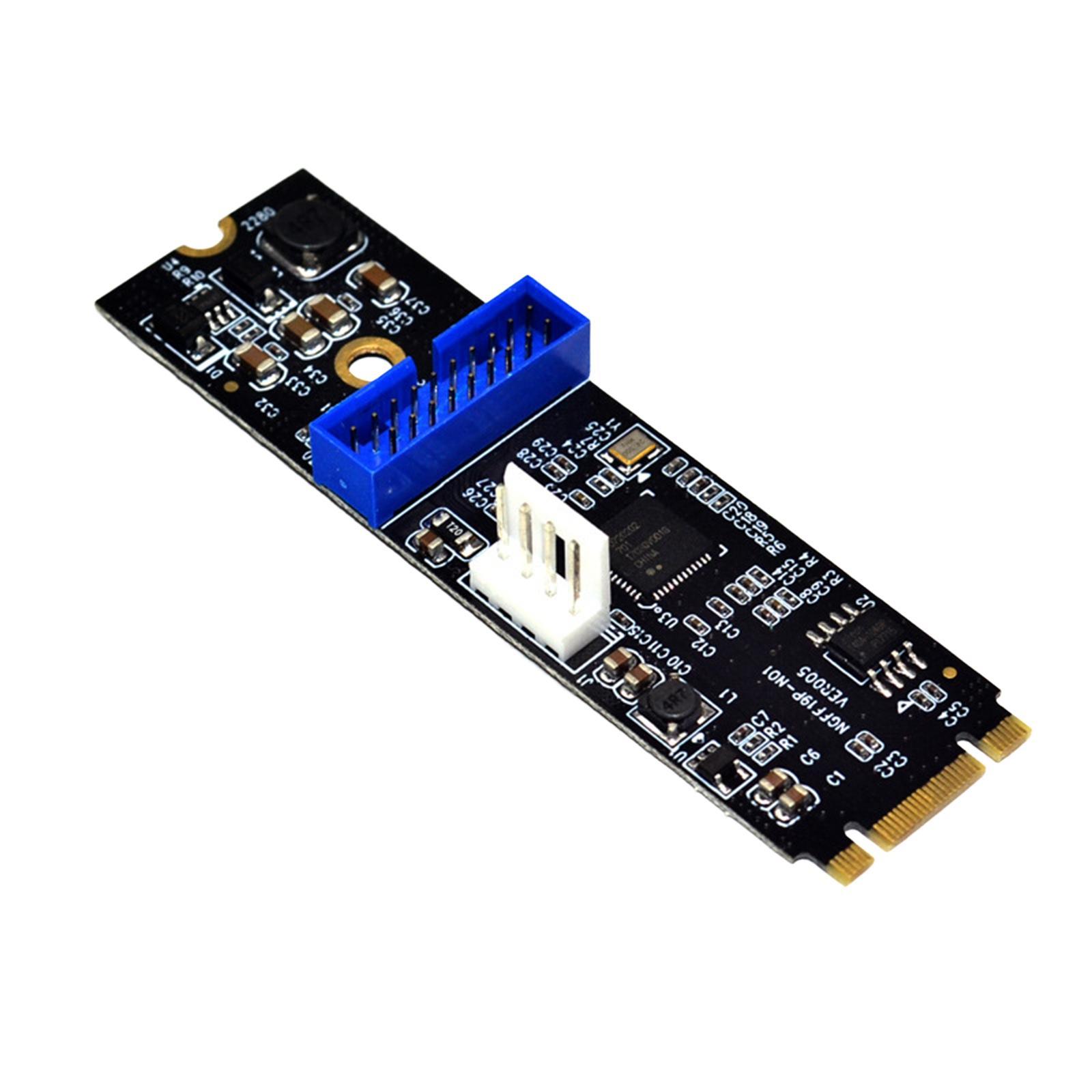 M.2 to USB 3.0 Front 19 Pin Adapter Card Expansion Card 2 Ports USB 3.0 Transfer Card Converter for Desktop Motherboard Computer