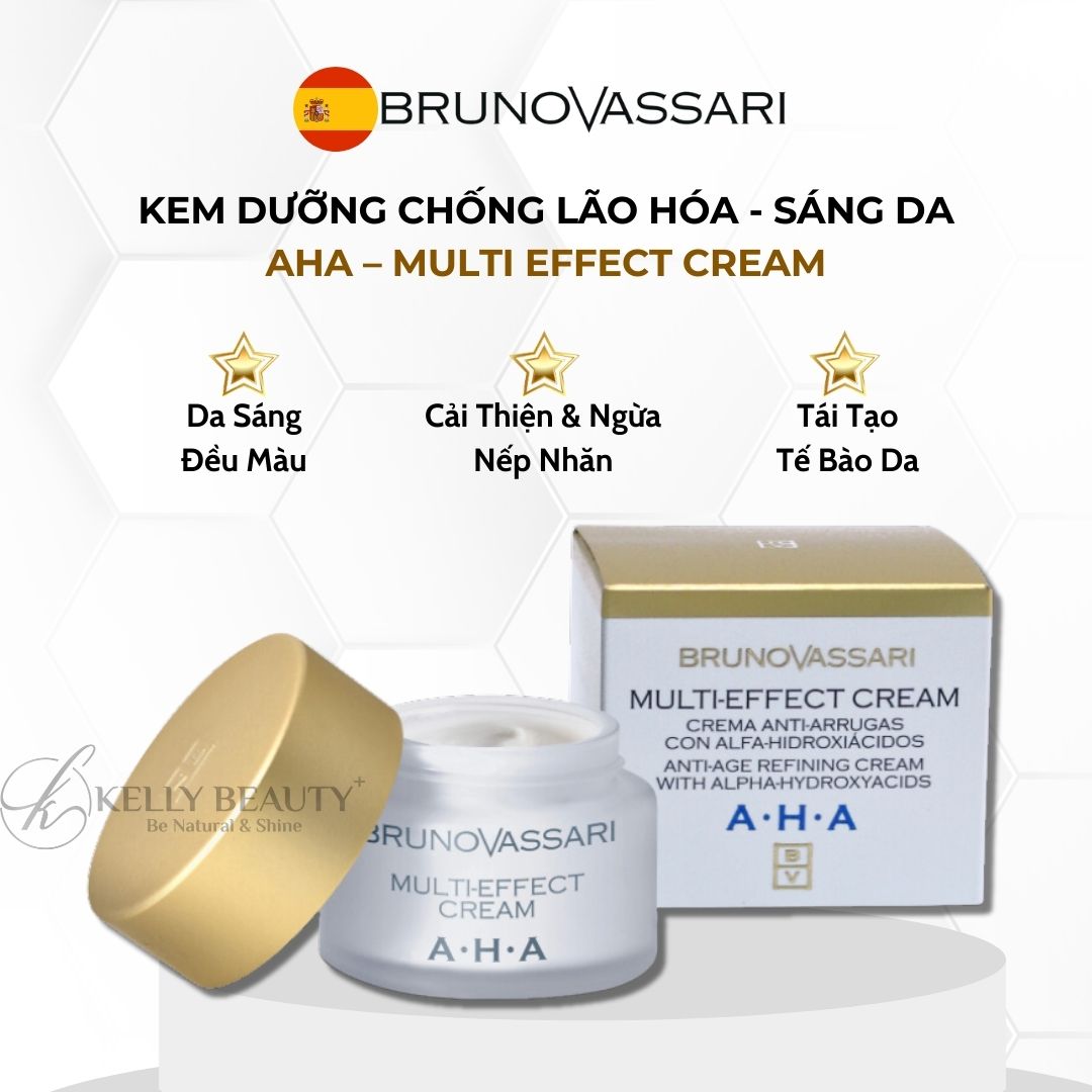 Kem Dưỡng Sáng Da Mờ Nếp Nhăn AHA Multi-Effect Cream - Bruno Vassari | Kelly Beauty