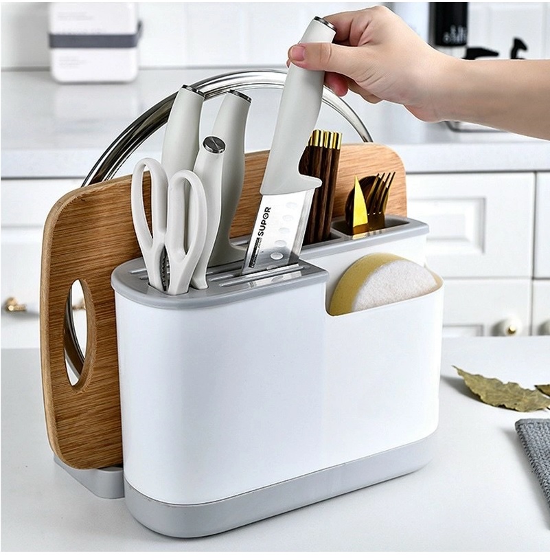 Kệ để dao thớt, đũa muỗng đa năng bằng nhựa