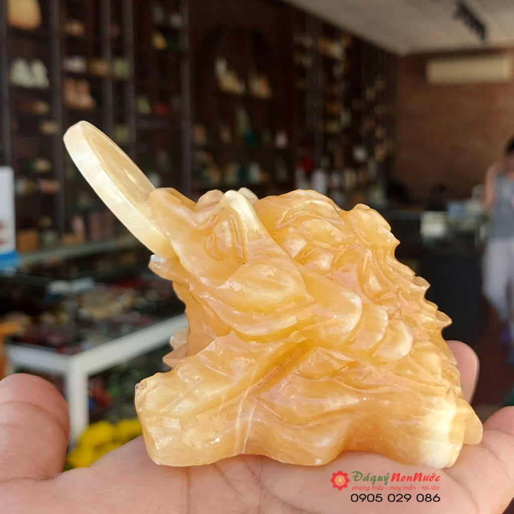 Tượng thiềm thừ cóc 3 chân đá ngọc hoàng long 9cm đá Non Nước